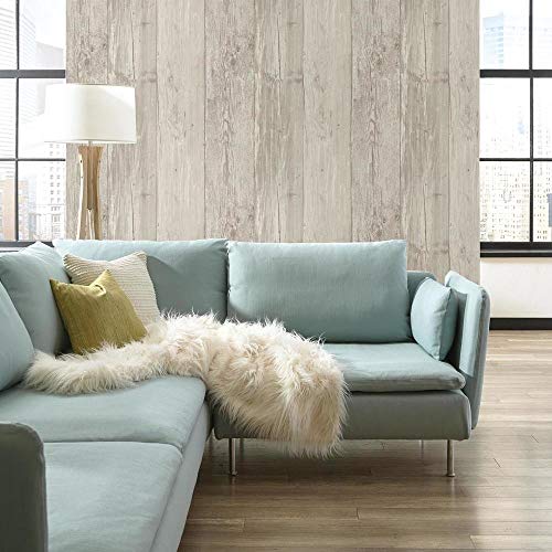 York Wallcoverings Zb3347 Wide Wooden Planks Wallpaper, Gray/Black/Off White #TOP2