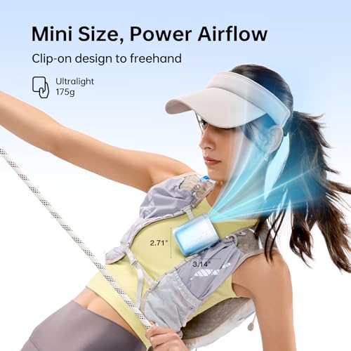 Image of JISULIFE Portable Neck Fan, 100 Adjustable Speeds, 40000 RPM Cooling, Mini Personal Wearable Fan, 4500mAh USB Rechargeable, 16H Runtime, LED Display - Gifts for Outdoor, Travel, Camping, Summer (Blue)