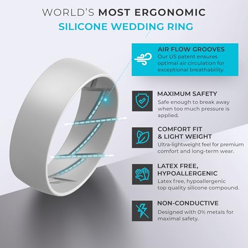 Image of ThunderFit Silicone Rings for Him and Her, Rubber Engagement Bands Unisex - 1 /4 /5 /7 /8 Variety Multipack