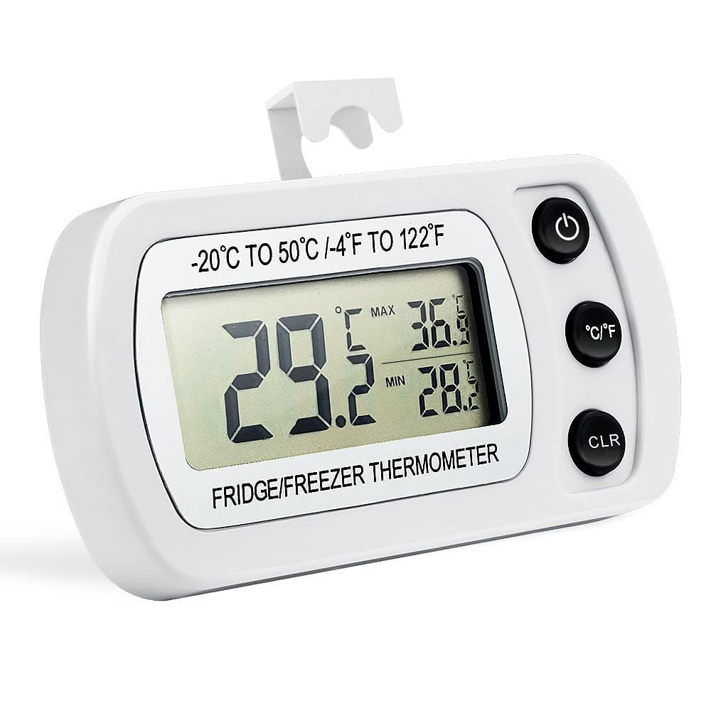 Digital Refrigerator Freezer Thermometer, Show Max/Min Temperature on LCD Display – Multi Units °C/°F (Pack of 1)