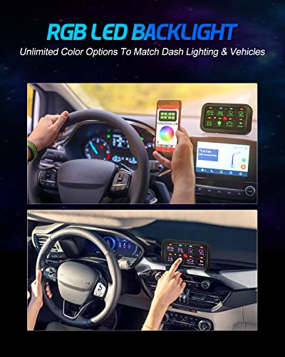 Alavente Rgb 8 Gang Swith Panel For Truck, Toggle Momentary Pulsed Multifunction Bluetooth Switch Panel For Jeep Car Suv Atv Utv Boat Marine, Maxswitch Auxiliary Switch Panel 12V 24V Waterproof #TOP6