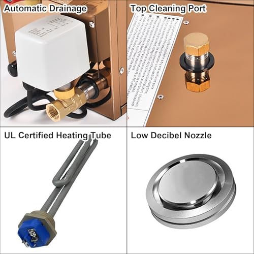 4.5-18KW Steam Shower Generator Kit, Stainless Steel, Automatic Drainage, 77-131°F, Complete Shower Steam System for Home Spa, Relaxation & Wellness, Compact Design (47x33x22cm)