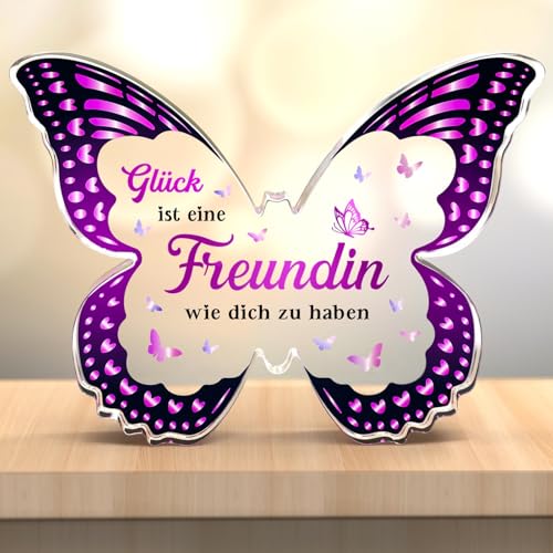 JOYVADO Beste Freundin Geschenke, Geschenke für Freundin zum Geburtstag, Schmetterlings Acryl Briefbeschwerer, Freundinnen Geschenkideen Freundschaftsgeschenke