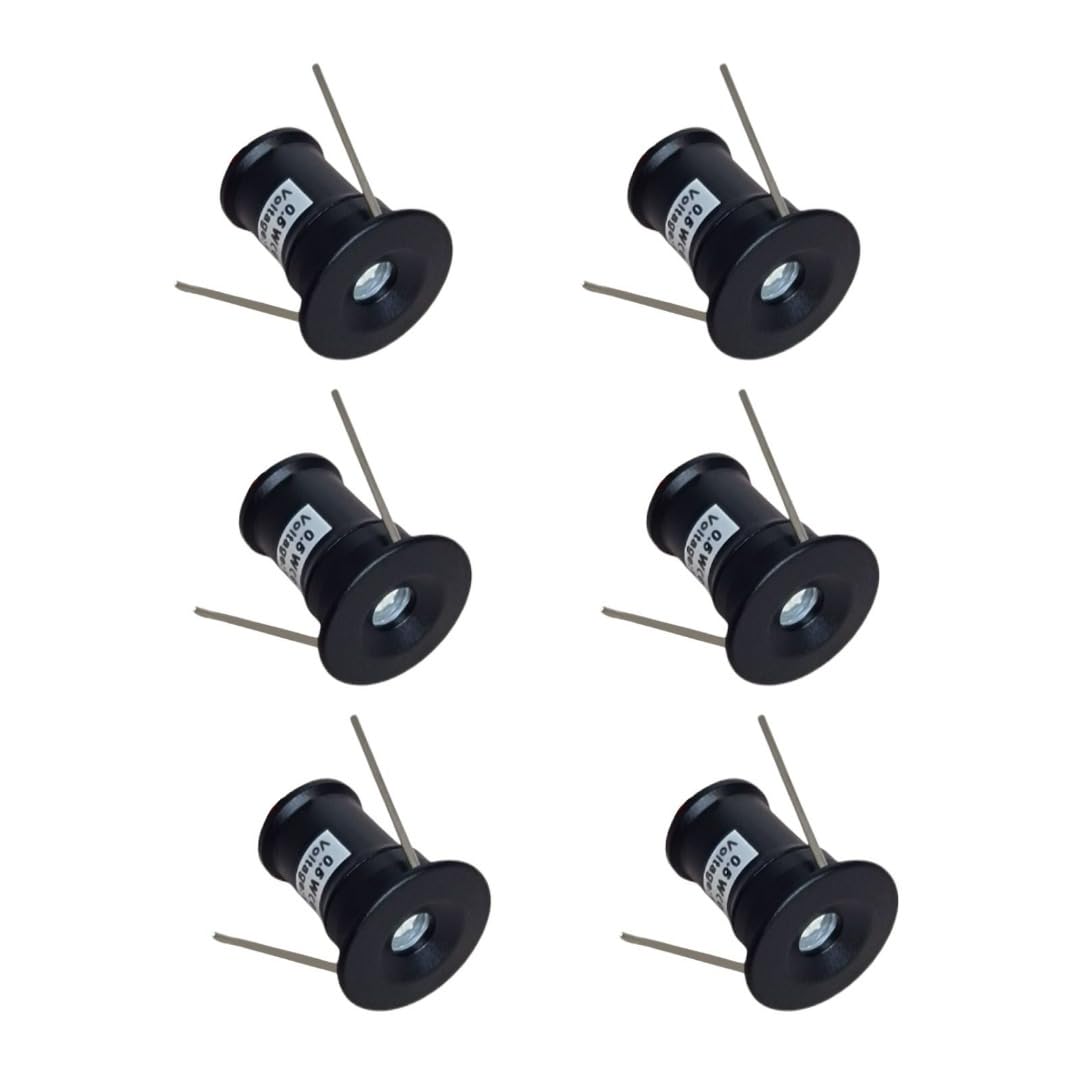 MARVIX 6 x LED 12V Mini Spot Lichter Schwarz 0,5W IP65 Wasserdicht Blaulicht für Wohnwagen, Wohnmobil, Boot Downlights Beleuchtung