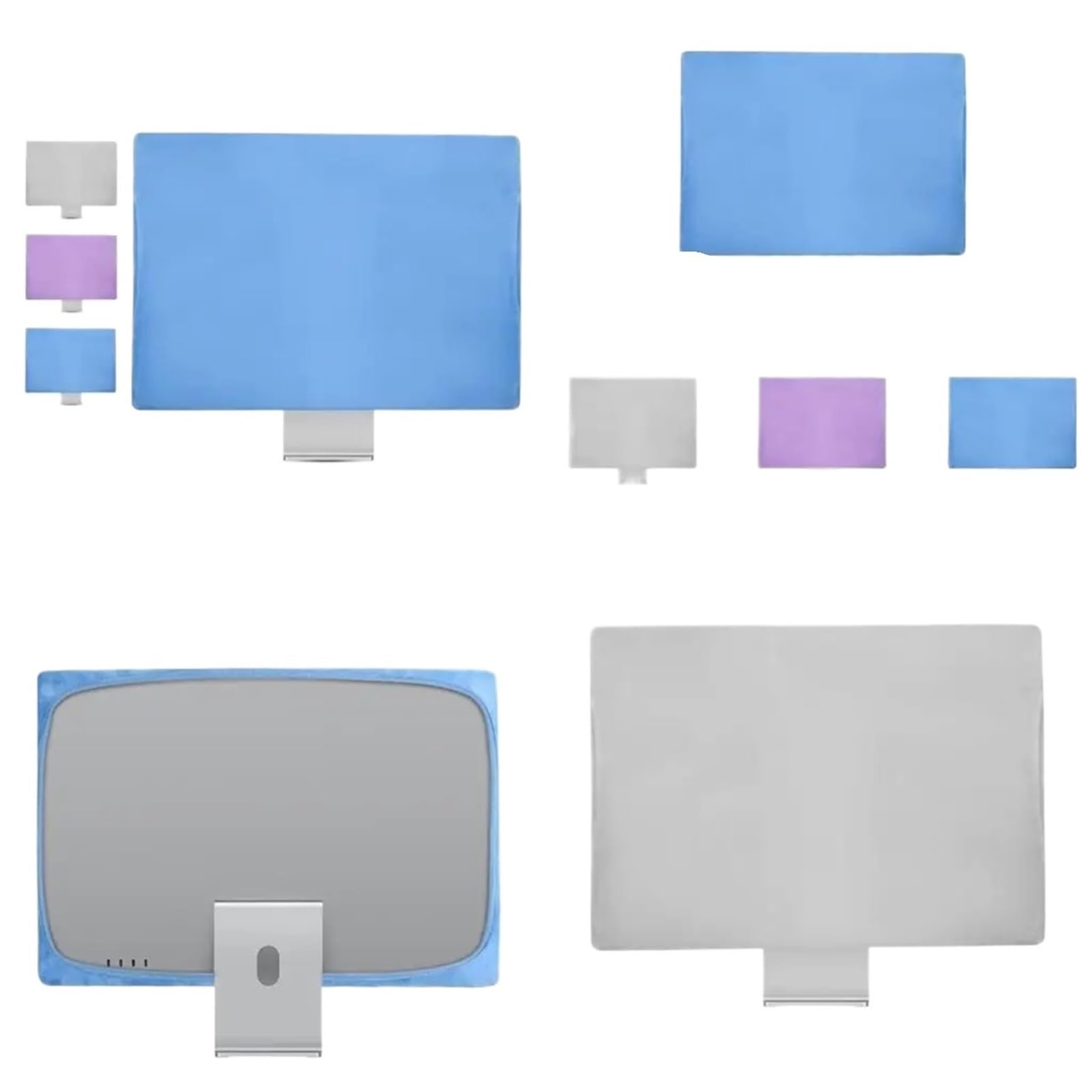 Qvorlth Blue Monitor Cover Protective Sleeve For Desktop Computer Dustproof Panel Case Dust Cover(Blue)
