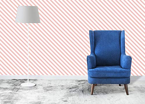 Image of DWELLSINDIA Coral Diagonal Striped Self Adhesive Wallpaper Waterproof, Scratch Resistant, Laminated 41x244 cm
