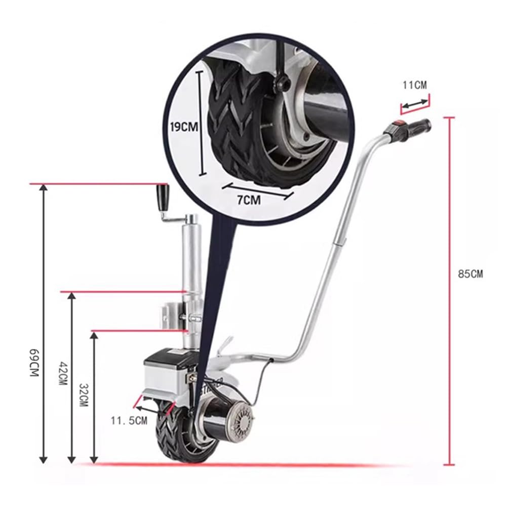 Carrello Elettrico per rimorchio con Ruota Fantino da 350 W con carico Massimo di 2270 kg Carrello Elettrico per rimorchio con velocità di 5-7 m/min
