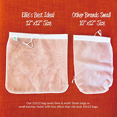 Pro Quality Nut Milk Bag - 3 Xl12"X12" Bags - Commercial Grade Reusable All Purpose Food Strainer - Food Grade Bpa-Free - Ultra Strong Fine Nylon Mesh - Almond Milk, Juices, Cold Brew Recipes Videos #TOP5