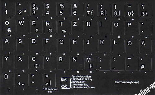 Pegatinas para teclado alemán con fondo negro opaco miniatura 2