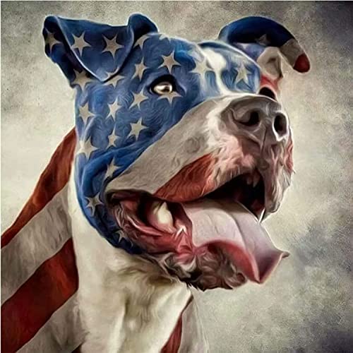 Image of Street27 5D DIY Diamond Painting Kits for Adults Kids, Flag and Dog Full Drill Embroidery Cross Stitch Crystal Rhinestone Paintings Pictures Arts Wall Decor Painting Dots Kits 11.8X11.8 inch (Flag and Dog)