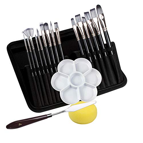 feihao Pinceles de Pintura,Pinceles de Punto de Artista,Pinceles de Nylon Pincel de Pintura de Acrílico para Pintura de Acuarela Manualidades de Arte de Bricolaje Negro Cover