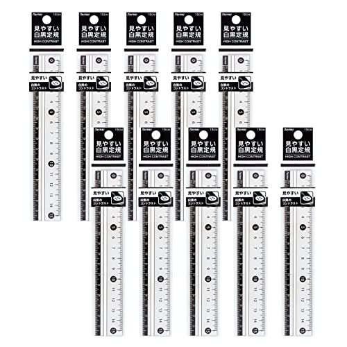 レイメイ藤井 定規 見やすい 白黒定規 15cm 白 10個セット APJ188WX10