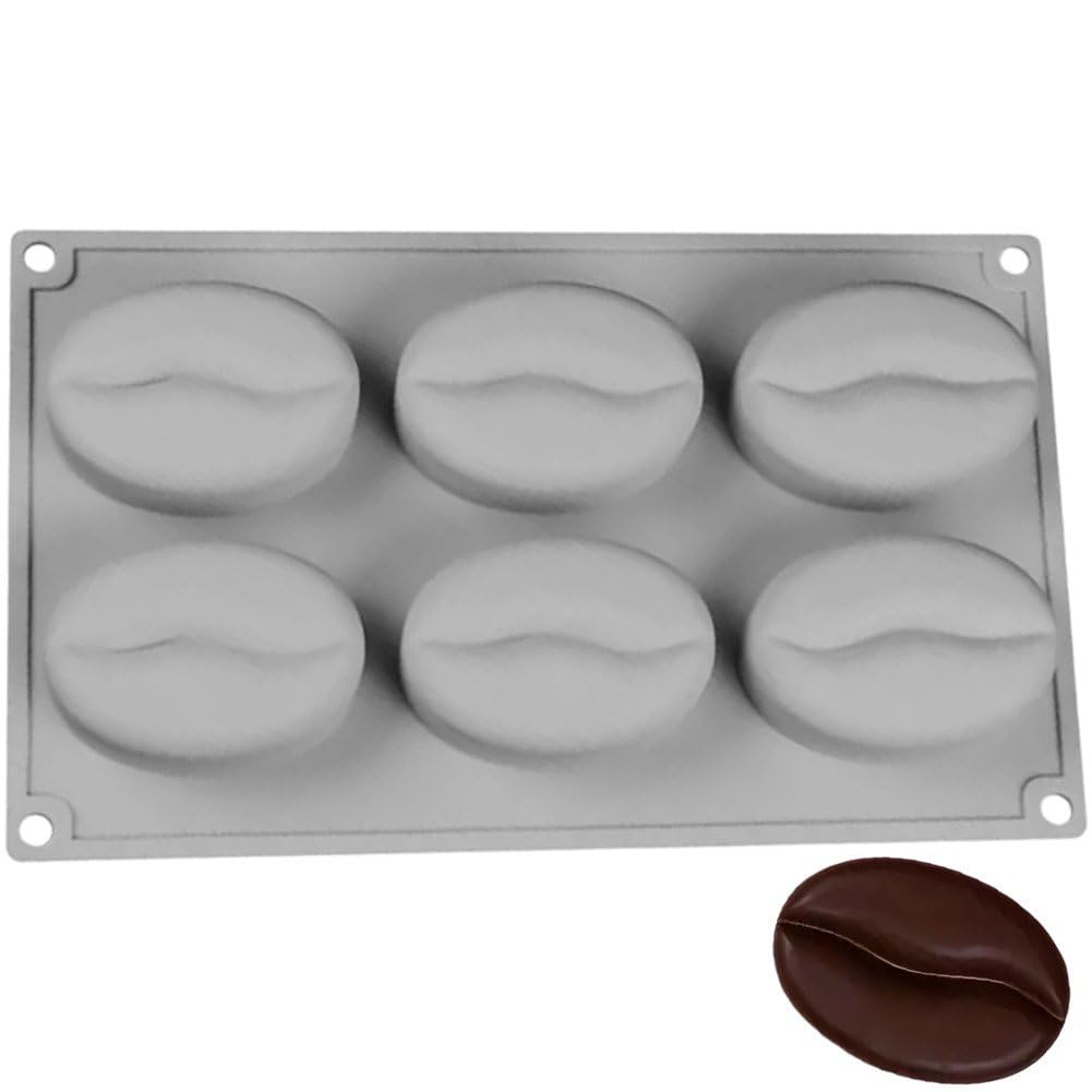 Fituenly Bake 6 Cavities 3d Beans Ice Cube Tray Soap Coffee Beans Shape Silicone Cake Diy Mold Chocolate Moulds