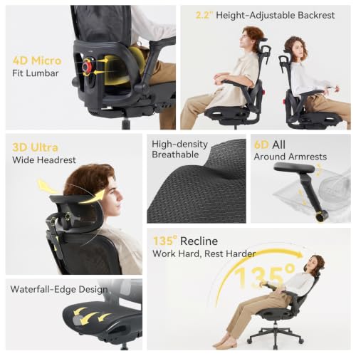Image of SIHOO B300 Pro Ergonomic Office Chair Without Footrest, 4D Lumbar Support