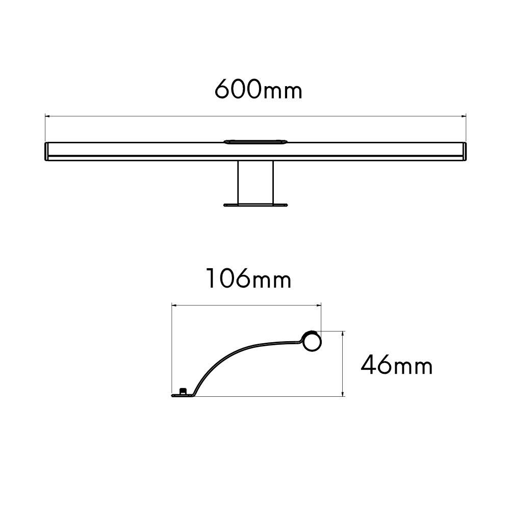 kalb Material für Möbel Lampa LED do szafy na ubrania, oświetlenie szafy, 600 mm, wybór: zestaw 2 szt. neutralna biel