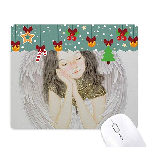 Tapis de souris de jeu de bureau caoutchouc White Wing Noël Pretty Girl antidérapant