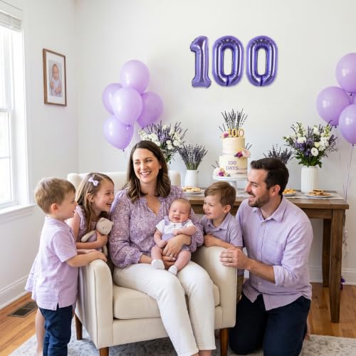 Image of TONIFUL 2 Set Light Purple Number Balloons 16 Inch 0-9 Mylar Foil Balloons 20 Pcs Lavender Small Custom Digital Ballons for Girls Birthday Bachelorette Bridal Baby Shower Decorations