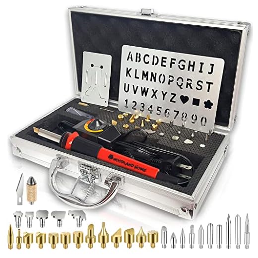 Woodland Home Wood Burning Kit, Pyrography Pen Fully Adjustable Temperature, 27 Tips with Cutting Blade, Stencils and Case, Wood Burning Tool for Beginners and Experts