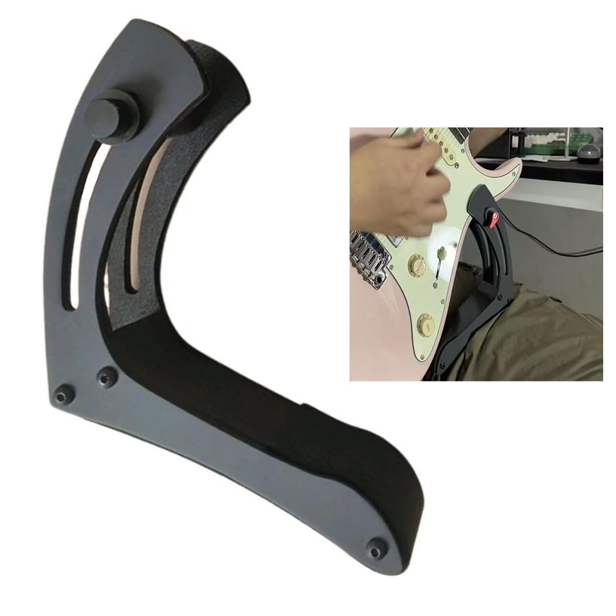 TUOREN Guitar Support Electric Guitar Rest Adjustable Professional Electric Guitar Foot Stool Plastic and Metal Guitar Footstool Leg Stand Guitar Lifter for Guitar Players Black