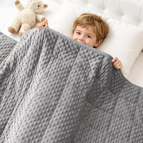 Image of Uttermara Minky Weighted Blanket for Sleeping 5lbs 36 x 48 Inches | Cozy Warm; Breathable; Cooling Soft Minky Dots; Filled with Glass Beads; Washable Heavy Throw for Sleep and Calm; Grey