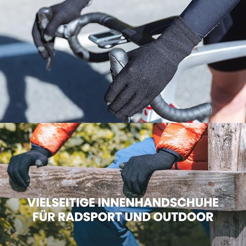 GripGrab Merino Liner Handschuhe Touchscreen Thermo Unterziehhandschuhe Fahrrad mit Merinowolle Radsport Alltag Wandern