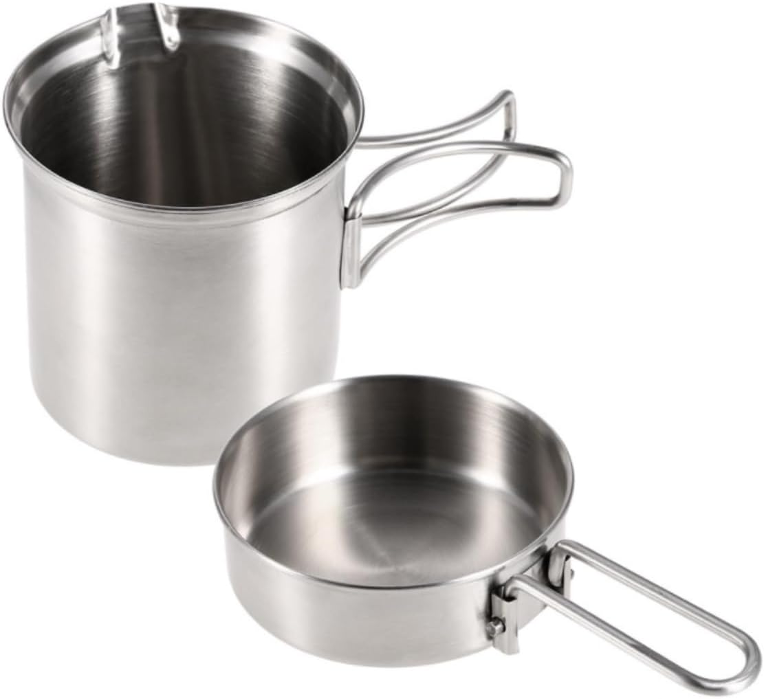 Camping Campfire Utensils, Stainless Steel Portable Camping Stove Outdoor 304 BBQ Cooking Pot Set Backpacking Gear