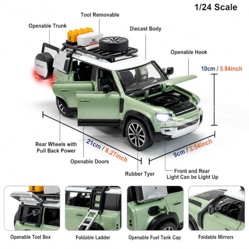 Image of Magicwand Die-Cast Zinc Alloy 1:24 Scale Defender Camping【Random Color】【Large】 with 6 Openable Doors,Lights & Music【Pack of 1】