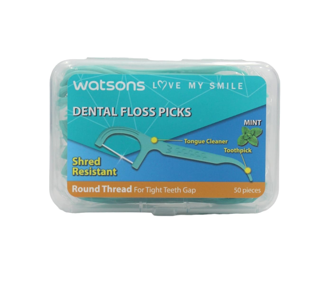 Mint Round Thread Dental Floss Picks, 50 Pieces, Flexible Curved Tail End, Suitable for Tight Teeth Gap-image-6