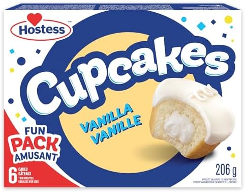 Hostess Vanilla Flavour Cupcakes Contains 6 Cupcakes, 206g/7.3oz (Imported from Canada) 1 box