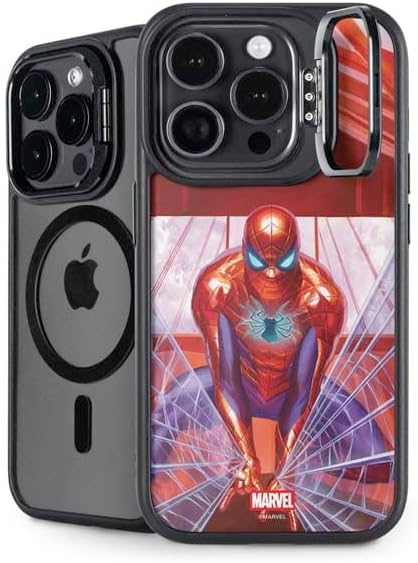 Skinit Kickstand Phone Case Compatible with iPhone 16 Pro - Officially Licensed Marvel Spiderman New Suit Spiderman Design