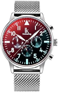 Alienwork Automatikuhr Armbanduhr Herren Silber Metall Mesh Armband Edelstahl Kalender schwarz