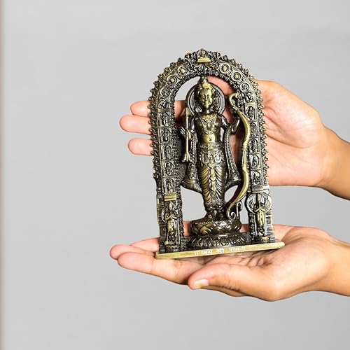 Image of Artbiz Metal Collection Ram Lalla Murti | 6 Inch Brass Lord Ram Idol for Home Temple | Ayodhya Shri Ram Statue | Metal Murti for Mandir, Office & Home Decor | Spiritual Gift Item (Brass)