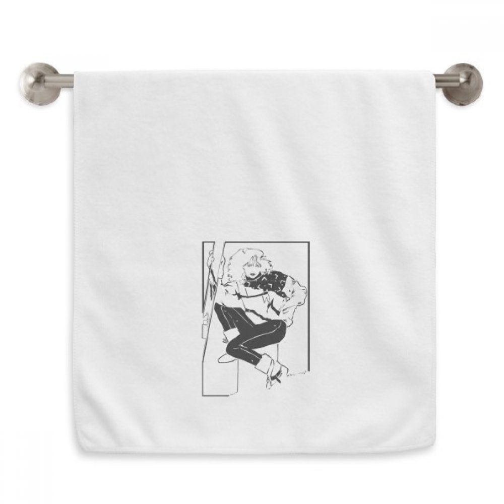 Débarbouillette douce motif ski hiver serviette de sport absorbante blanche