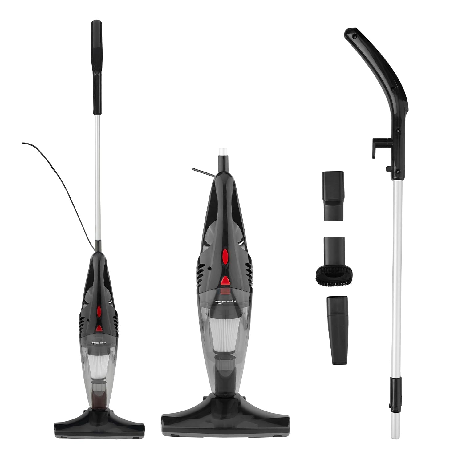 Amazon Basics - 2-in-1 Convertible Stick Vacuum Cleaner | 600W | 5 Attachments Included | Bagless Washable Filter, Strong Suction | 4.9 m Cord | 0.8 L Capacity | 12.5 kPa Suction | 103L*10.5W*12.5H cm