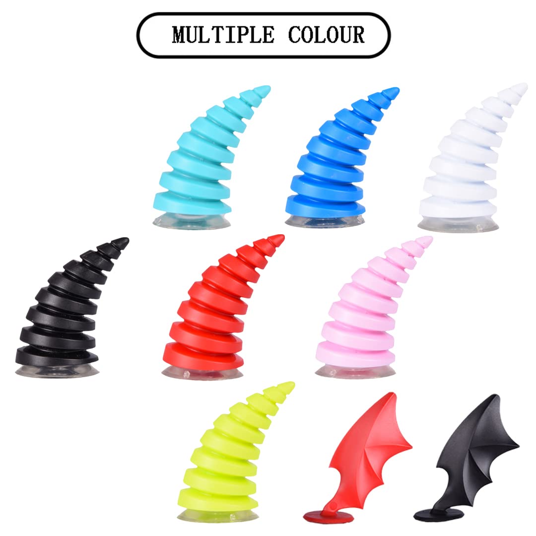 2 Pcs Thread Demon Horns for Helmet Cute Devil Wings Helmet Decorations for Skiing Snowboarding Biking Cycling Skating 9 White