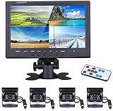 Vehicle Backup Camera Wired Backup Camera 9 Inch 4 Split Monitor with 2 x Front View Cameras 2 x Rear View Cameras with 170° 18 IR Night Vision IP 67,12-35V, Suitable for Trucks,Buses, SUVs,Trailers