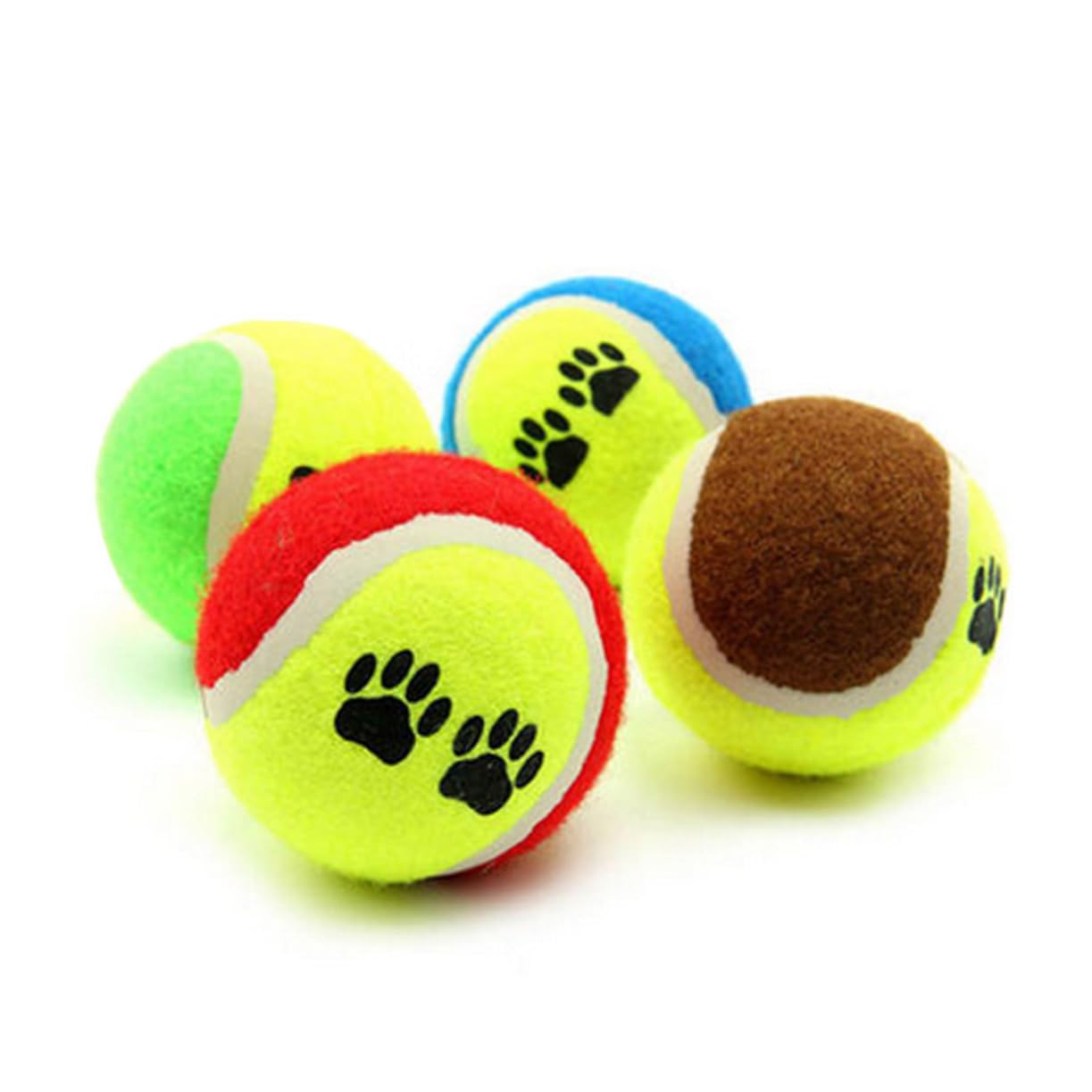 minkissy 12stücke Tennisbälle für Hunde mit Pfotenmotiven Kauspielzeug für Haustiere Katzen und Welpen Spielspaß zur Abwechslung Zufälliger Stil