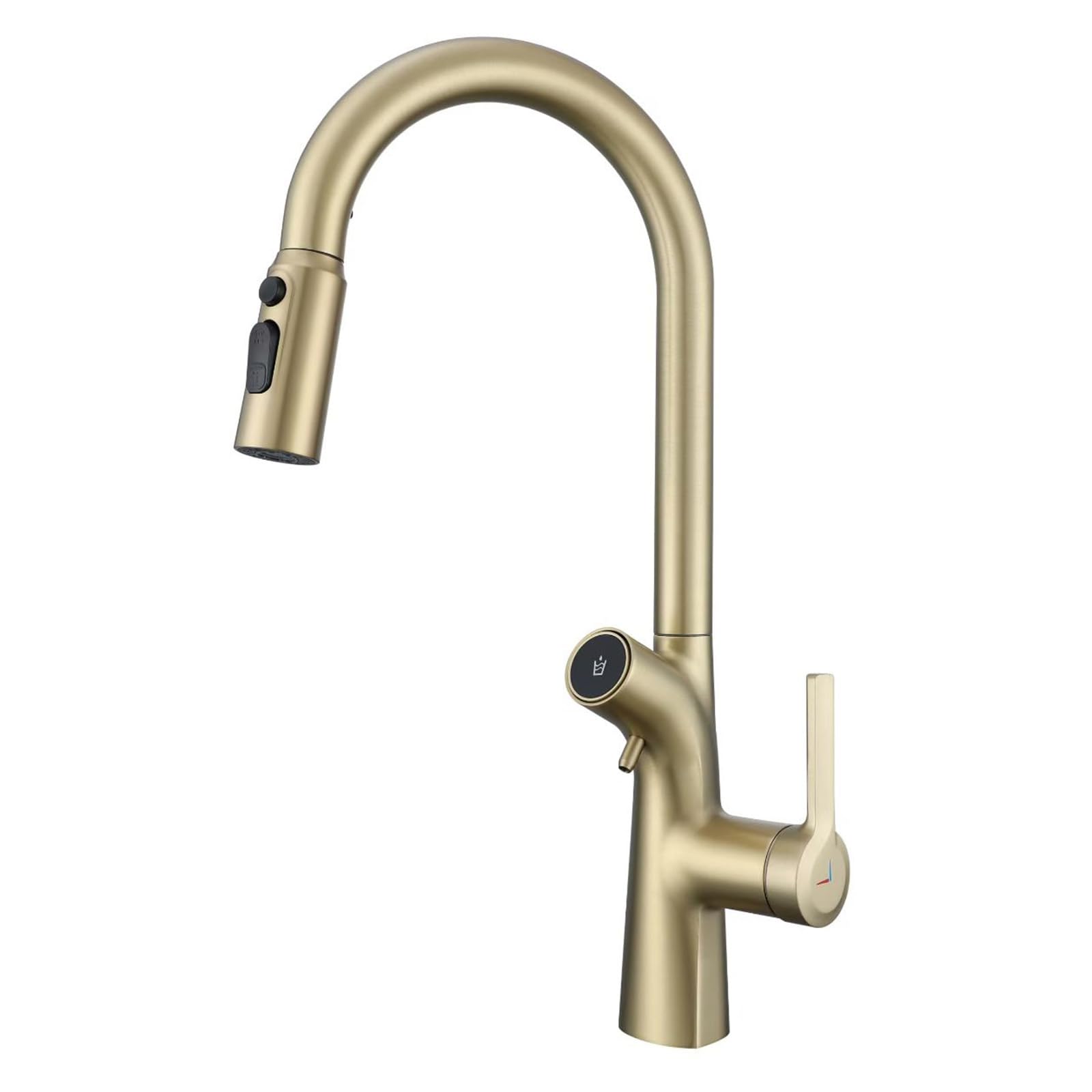 Grifo Cocina 3 Vias Osmosis Extraible Acero Inoxidable Cepillado Grifo de Cocina Un Solo Orificio Agua Fría y Caliente Agua Purificada-Cepillado