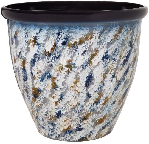 Image of Muddy Hands Extra Large 43 Litre Leaf Splash Plant Pot Outdoor Garden Round Flower Tree Plastic Planter (Diameter: 48cm - Height: 43cm)