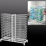Caydo 30 Shelves Art Drying Rack, Easy Assembly Rolling Art Rack with Adjustable Shelves, Art Storage Solution for Screen Printing Frame, Lino Plates and Cabinet Doors