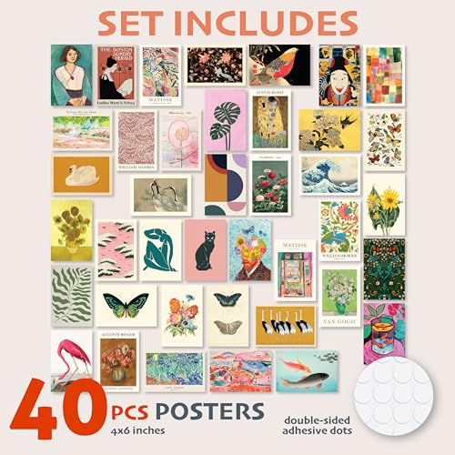 97 Decor Eclectic Wall Decor - 40Pcs Maximalist Decor, Colorful Wall Art Funky Decor Aesthetic Pictures thumb #1