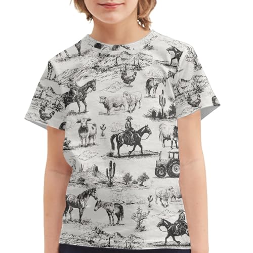 Image of Kids Graphic T-Shirt Boys Girls Novelty Tees Top Short Sleeve Shirts Summer Blouses 3-16