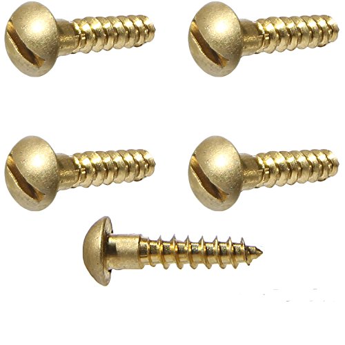#6 x 3/4" Tornillo de Latón Sólido para Madera Cabeza Redondeada, Conducción Ranurada, Tamaño 6 x Largo 3/4", Paquete de 100 Piezas miniatura 1