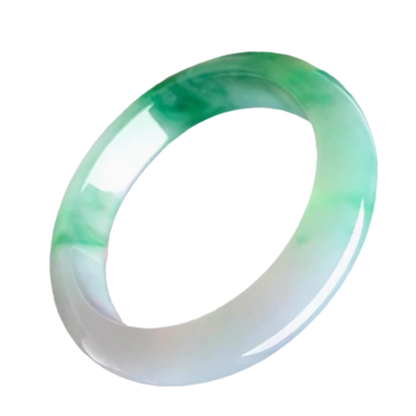 Bracelet jonc en jade naturel vert avec motifs de fleurs flottantes pour femme