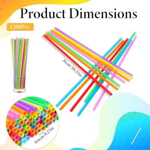 1200 pitillos plásticos desechables multicolor largos 25.9 cm miniatura 2