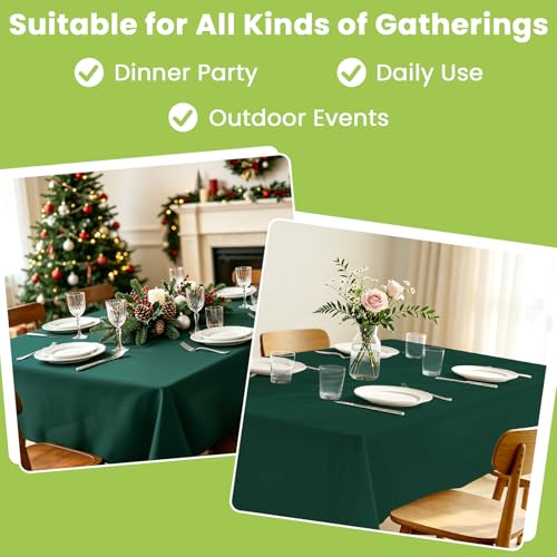 Image of Mulbozy 4 Pcs Dark Green Plastic Table Cloth Disposable, 54 x108 Inch