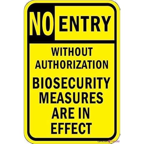 Street sign warning plaque No Entry Without Authorization Bio Security In Effect sign Courtyard decoration, office signs For Outdoor & Indoor 8 X 12 Inch Cover