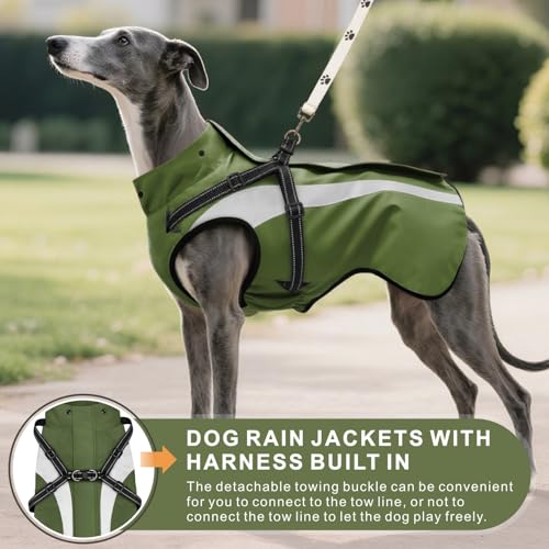 Oslueidy Hund Regenmantel wasserdichte Regenmäntel für Hunde Regenjacken mit Kapuze Haustier Regen Poncho Mantel für kleine mittlere große Hunde Welpen S-XXL (Grün, S)