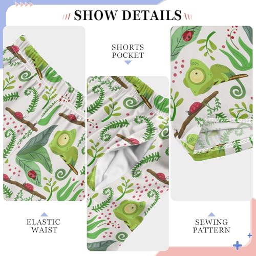 Chameleon Ladybug Cactus Boys Long Pants Soft Trousers Elastic Waist Kids Lounge Bottoms with Pockets S-XL4