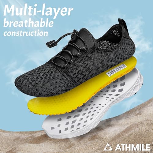Image of ATHMILE Water Shoes for Men Women Barefoot Hiking Swim River Beach Knit | Adult Lake Pool Aqua Socks Quick Dry for Hiking Surfing Kayaking Sport Accessories Camping Must Haves